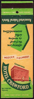 Vintage matchbook cover HOTEL CRAWFORD with old hotel pictured Big Spring Texas