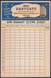 Vintage gin rummy score sheet HOTEL EASTGATE old hotel pictured Chicago unused