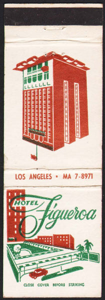 Vintage matchbook cover HOTEL FIGUEROA old hotel pictured Los Angeles California