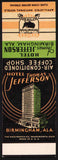 Vintage matchbook cover HOTEL THOMAS JEFFERSON Birmingham Ala salesman sample