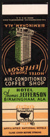 Vintage matchbook cover HOTEL THOMAS JEFFERSON Birmingham Ala salesman sample