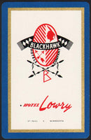 Vintage playing card HOTEL LOWRY Blackhawk Hotels indian logo St Paul Minnesota