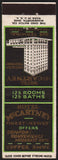 Vintage matchbook cover HOTEL McCARTNEY old hotel pictured Texarkana Texas