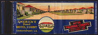 Vintage matchbook cover HOTEL PALOMAR COURTS full length Shreveport Louisiana