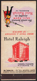 Vintage matchbook cover HOTEL RALEIGH Grill Room old hotel pictured Richmond Virginia