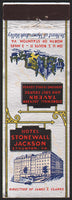 Vintage matchbook cover HOTEL STONEWALL JACKSON old hotel pictured Staunton Virginia