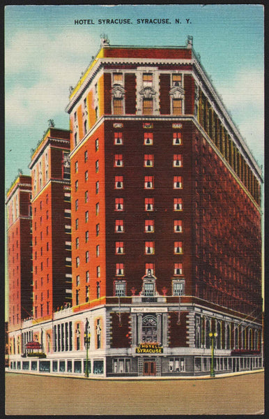 Vintage postcard HOTEL SYRACUSE picturing the old hotel Syracuse New York linen