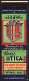 Vintage matchbook cover HOTEL UTICA picturing the old hotel Utica New York