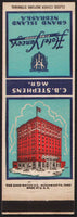 Vintage matchbook cover HOTEL YANCEY Grand Island Nebraska C B Stephens Manager