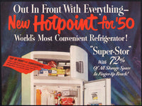 Vintage magazine ad HOTPOINT REFRIGERATOR 1950 full color two page Super Stor