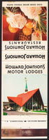 Vintage matchbook cover HOWARD JOHNSONS Restaurants and Motor Lodges with pictures