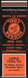 Vintage matchbook cover HUDSON COAL with logo Little Coal Co Westfield Massachusetts