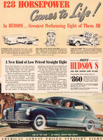 Vintage magazine ad HUDSON AUTOMOBILE 1940 Straight Eight 128 Horsepower