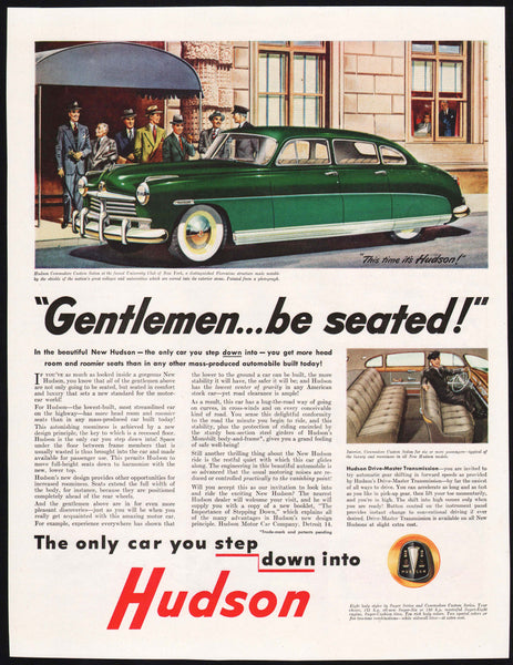 Vintage magazine ad HUDSON from 1948 with green Commodore Custom Sedan pictured