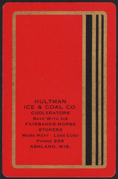 Vintage playing card HULTMAN ICE & COAL CO Fairbanks Morse Ashland Wisconsin