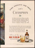 Vintage magazine ad HUNTER FINE BLENDED WHISKEY 1946 two page art of fox hunters