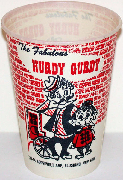 Vintage paper cup THE FABULOUS HURDY GURDY Flushing New York unused n-mint+ condition