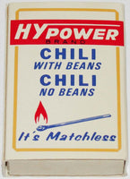 Vintage full matchbox HYPOWER Chili Tamales American Ace Universal Match n-mint+