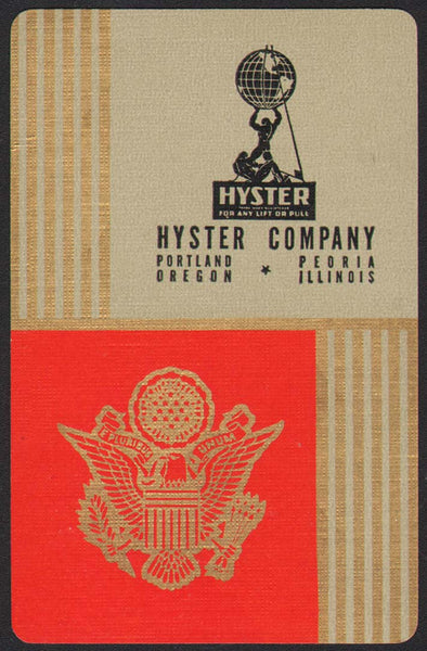 Vintage playing card HYSTER COMPANY red Atlas Portland Oregon Peoria Illinois