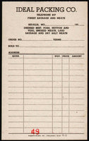 Vintage receipt IDEAL PACKING CO Sedalia Missouri 1950s new old stock n-mint+
