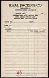 Vintage receipt IDEAL PACKING CO Sedalia Missouri 1950s new old stock n-mint+