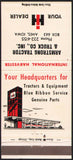 Vintage matchbook cover IH INTERNATIONAL HARVESTER Armstrong Tractor Ames Iowa