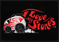 Vintage playing card FIRESTONE SUPER SPORTS tires I Love My Stones van pictured