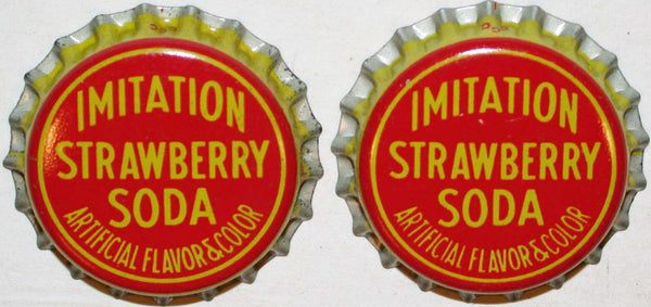 Soda pop bottle caps STRAWBERRY SODA #1 Lot of 2 cork lined new old stock