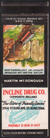 Vintage matchbook cover INCLINE DRUG CO McDonough Railway pictured St Elmo Tennessee