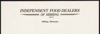 Vintage letterhead INDEPENDENT FOOD DEALERS Hibbing Minnesota unused n-mint+
