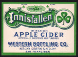Vintage soda pop bottle label INNISFALLEN APPLE CIDER San Francisco California