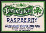 Vintage soda pop bottle label INNISFALLEN RASPBERRY San Francisco California