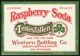 Vintage soda pop bottle label INNISFALLEN RASPBERRY 21oz San Francisco California