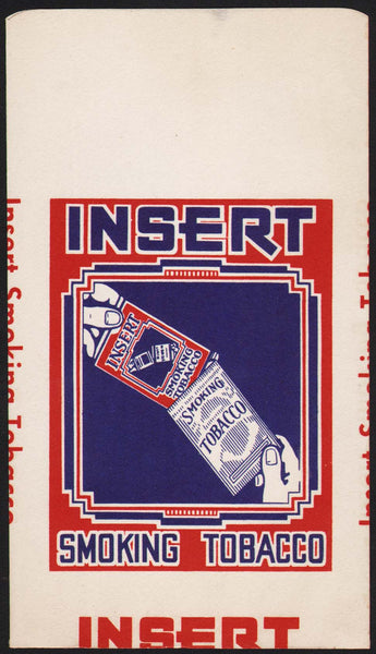 Vintage bag INSERT Smoking Tobacco pack pictured John Weisert Tobacco Saint Louis MO
