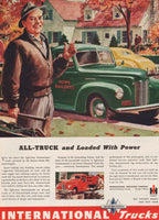 Vintage magazine ad INTERNATIONAL TRUCKS IH Harvester 1945 Home Builders truck