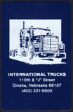 Vintage playing card INTERNATIONAL TRUCKS with truck pictured Omaha Nebraska