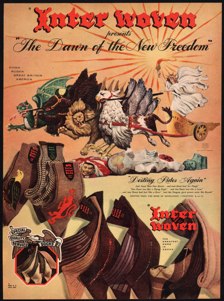 Vintage magazine ad INTER WOVEN 1943 Destiny Rides Again Hitler flag Hirohito
