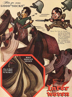 Vintage magazine ad INTER WOVEN WAR SERVICE SOCKS 1942 WWII soldiers artwork