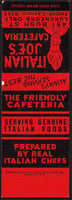 Vintage matchbook cover ITALIAN JOES CAFETERIA San Francisco CA salesman sample