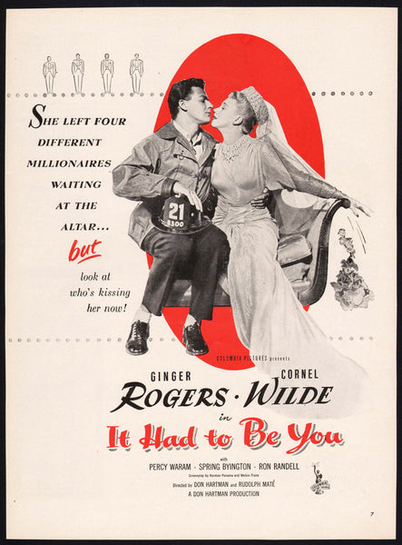 Vintage magazine ad IT HAD TO BE YOU movie from 1947 Ginger Rogers Cornel Wilde