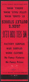 Vintage matchbook cover JACKS OUTLET STORES St Cloud Little Falls Anoka Minnesota