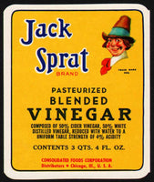 Vintage label JACK SPRAT VINEGAR boy pictured Consolidated Foods Chicago n-mint+