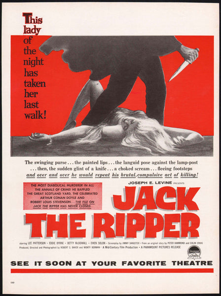 Vintage magazine ad JACK THE RIPPER movie 1960 Joseph E Levine Lee Patterson