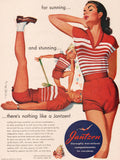 Vintage magazine ad JANTZEN SUNCLOTHES 1951 Pete Hawley art man woman and child