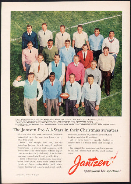 Vintage magazine ad JANTZEN SPORTSWEAR 1956 Pro All Stars Frank Gifford pictured