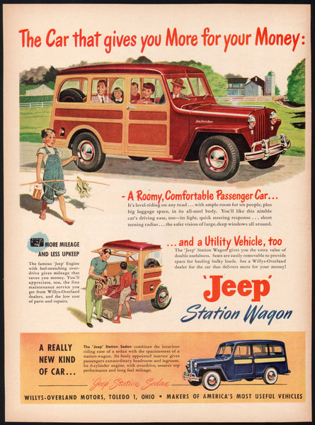 Vintage magazine ad JEEP STATION WAGON More for your money 1949 Willys Overland
