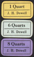 Vintage milk tickets J H DOWELL 1 Quart 6 Quarts and 8 Quarts Lot of 3 unused