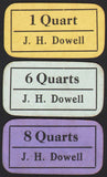 Vintage milk tickets J H DOWELL 1 Quart 6 Quarts and 8 Quarts Lot of 3 unused
