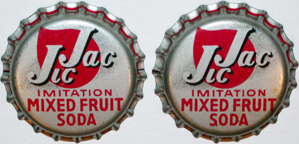 Soda pop bottle caps JIC JAC MIXED FRUIT SODA Lot of 2 cork lined new old stock