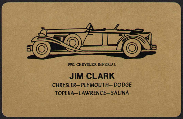 Vintage playing card JIM CLARK gold Chrysler Plymouth Dodge Topeka Lawrence KS